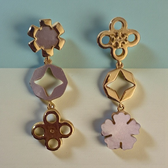 Tory Burch Kira Gold and Pink Drop Earrings - Picture 4 of 7